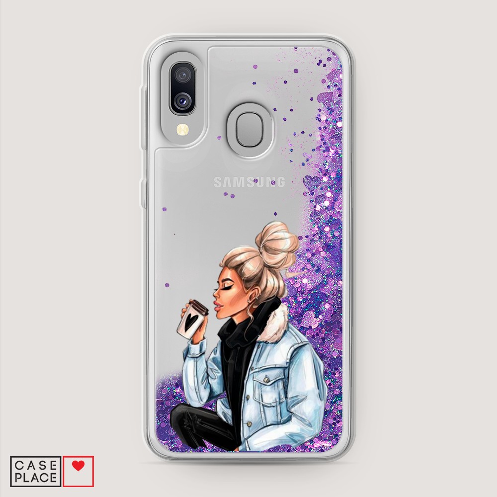 

Жидкий чехол с блестками "Cute girl" на Samsung Galaxy A40