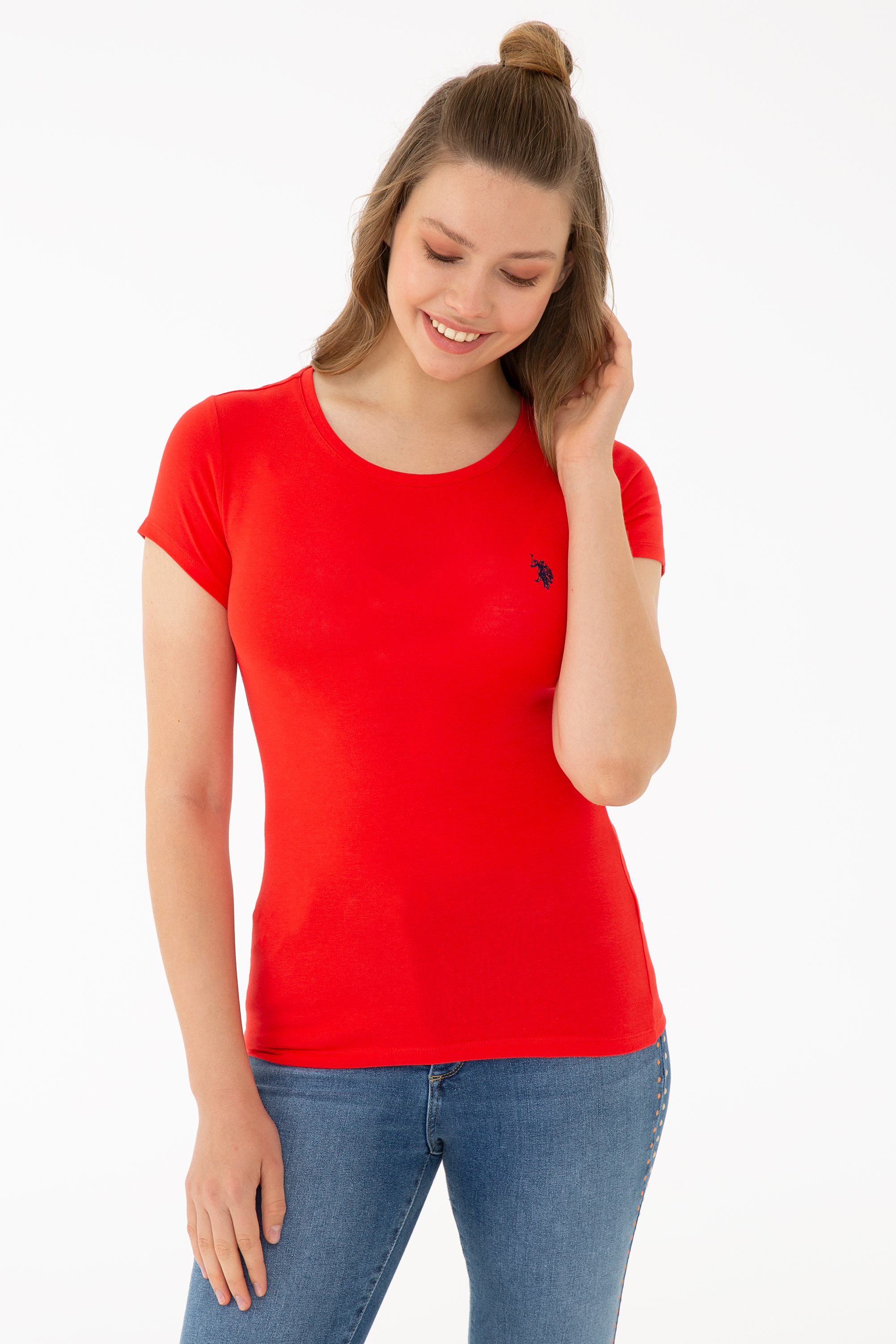 

Футболка женская U.S. POLO Assn. G082SZ0110TO21 красная XL, G082SZ0110TO21