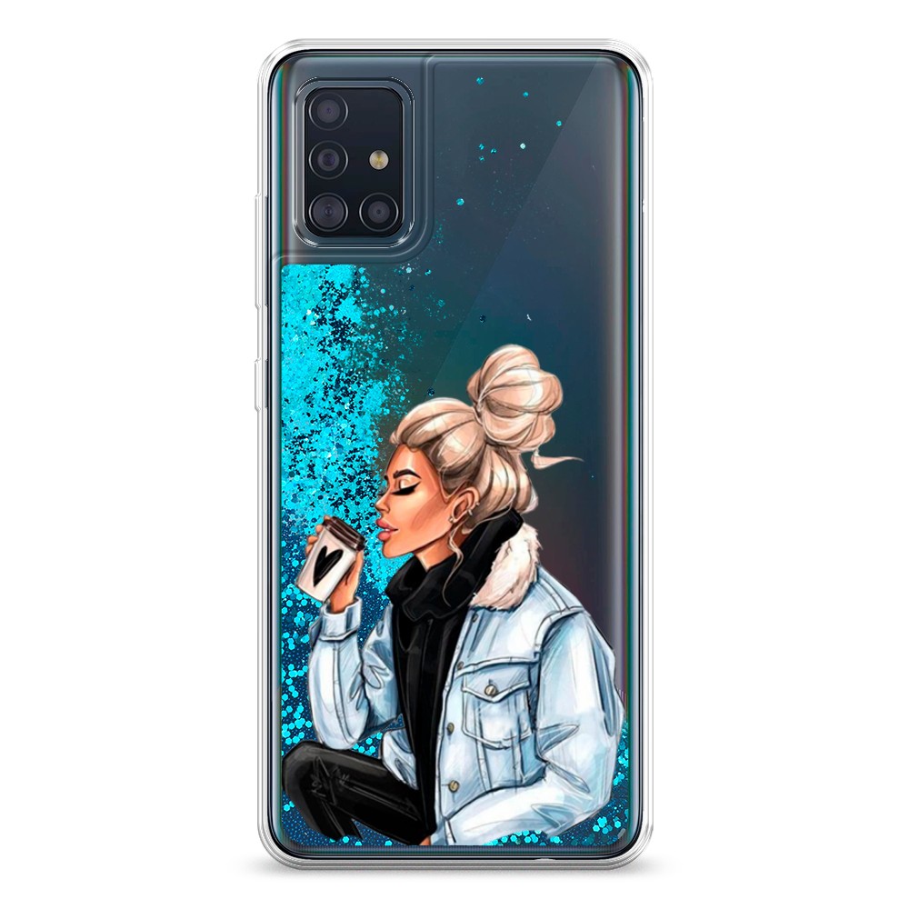 

Жидкий чехол с блестками "Cute girl" на Samsung Galaxy A51