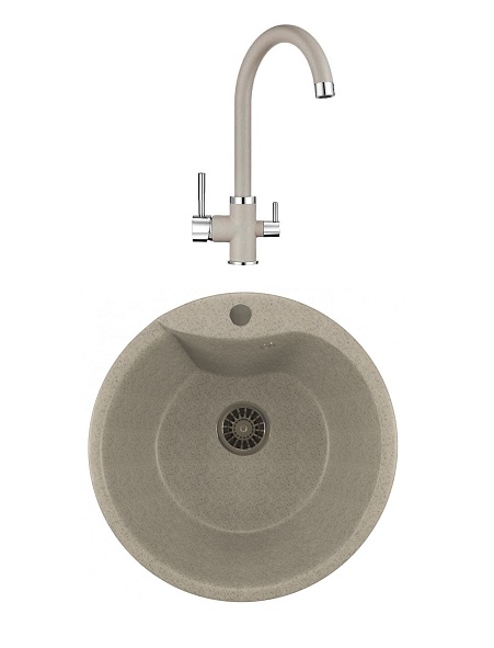 

Комплект кухонная мойка Mixline ML-GM12 525077 серый + смеситель Granula GR-2168 базальт