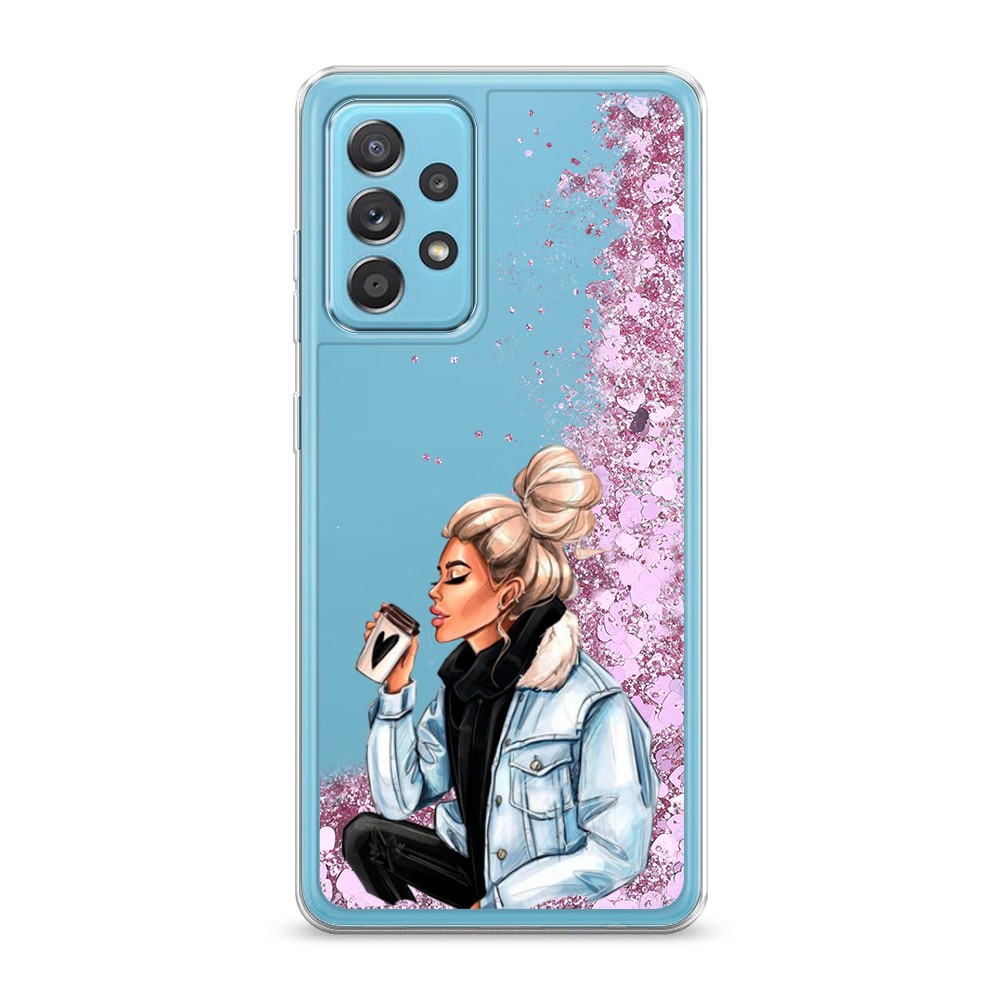 фото Жидкий чехол с блестками "cute girl" на samsung galaxy a52s awog