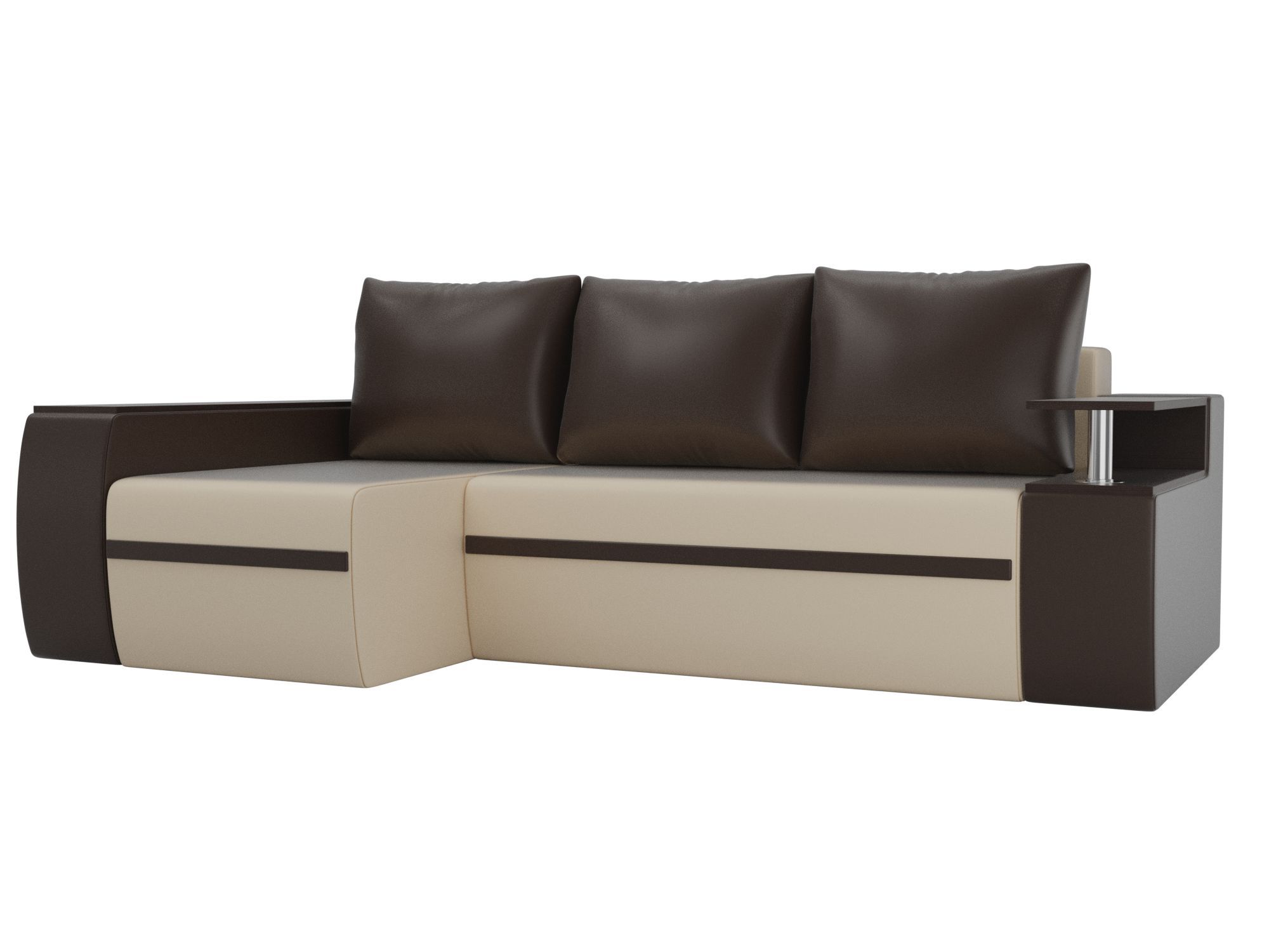 

Угловой диван Ричмонд левый экокожа бежевый/коричневый/коричневый, Угловой диван Ричмонд левый угол