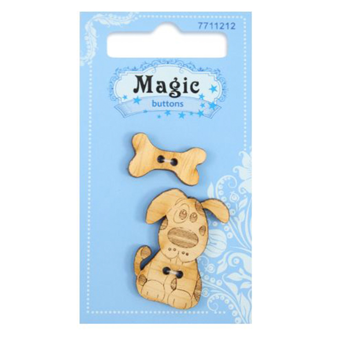 

Пуговицы фигурные Magic Buttons Щенок и косточка, 30*22мм, 20*12мм, 2 прокола, дерево, 2шт