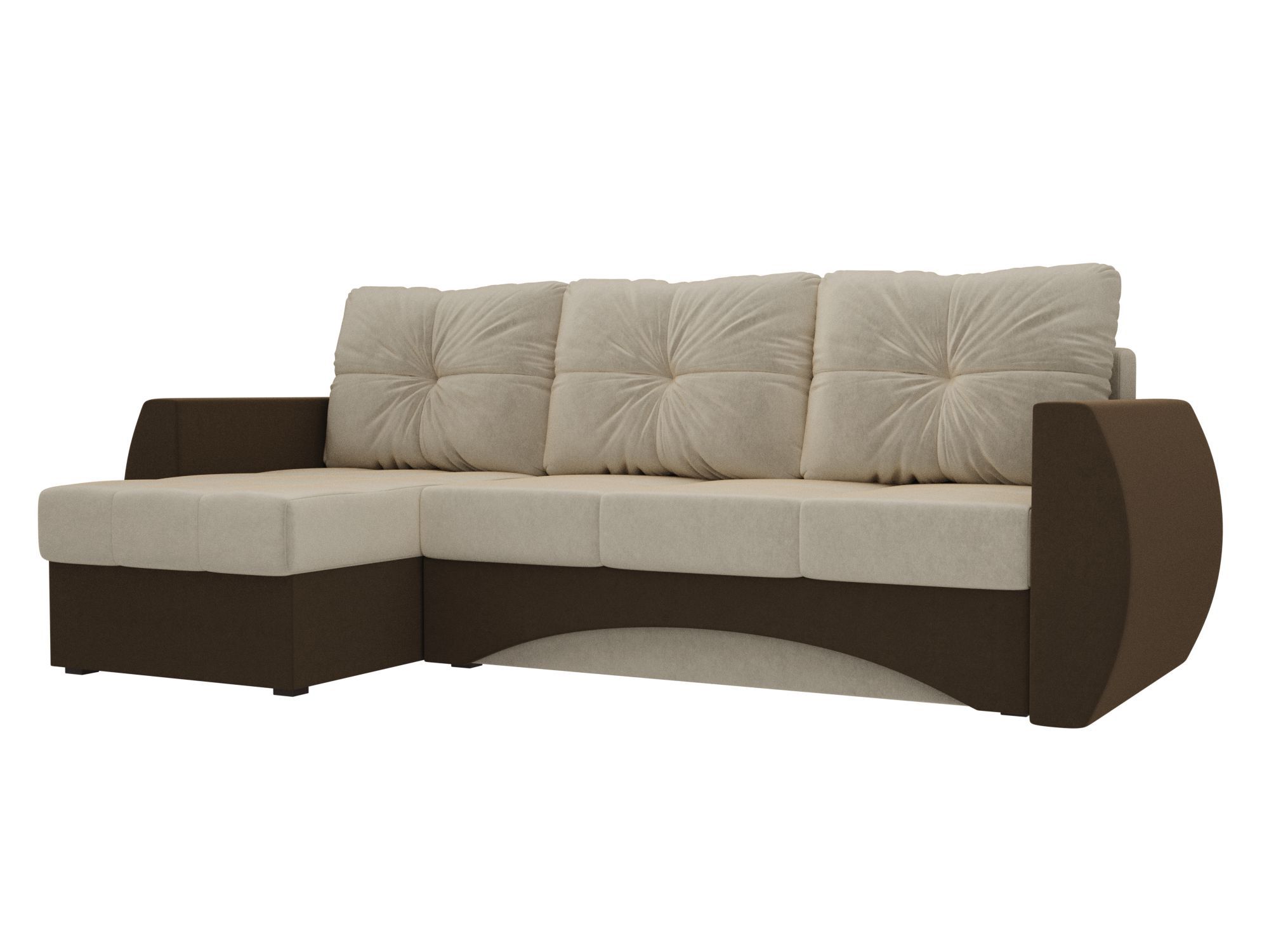 

Угловой диван Сатурн левый микровельвет бежевый/коричневый, Угловой диван Сатурн левый угол