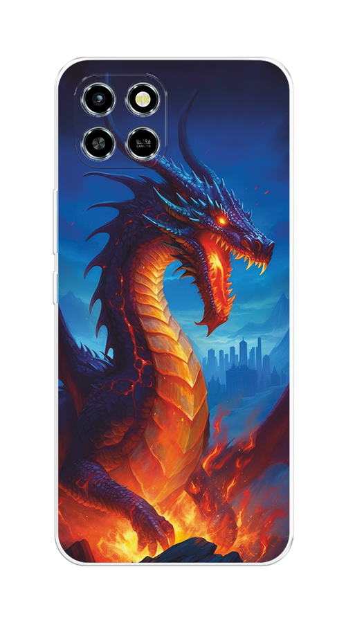 

Чехол на Infinix Smart 6 HD "Дракон над лавой", Оранжевый;коричневый;синий, 3101650-1
