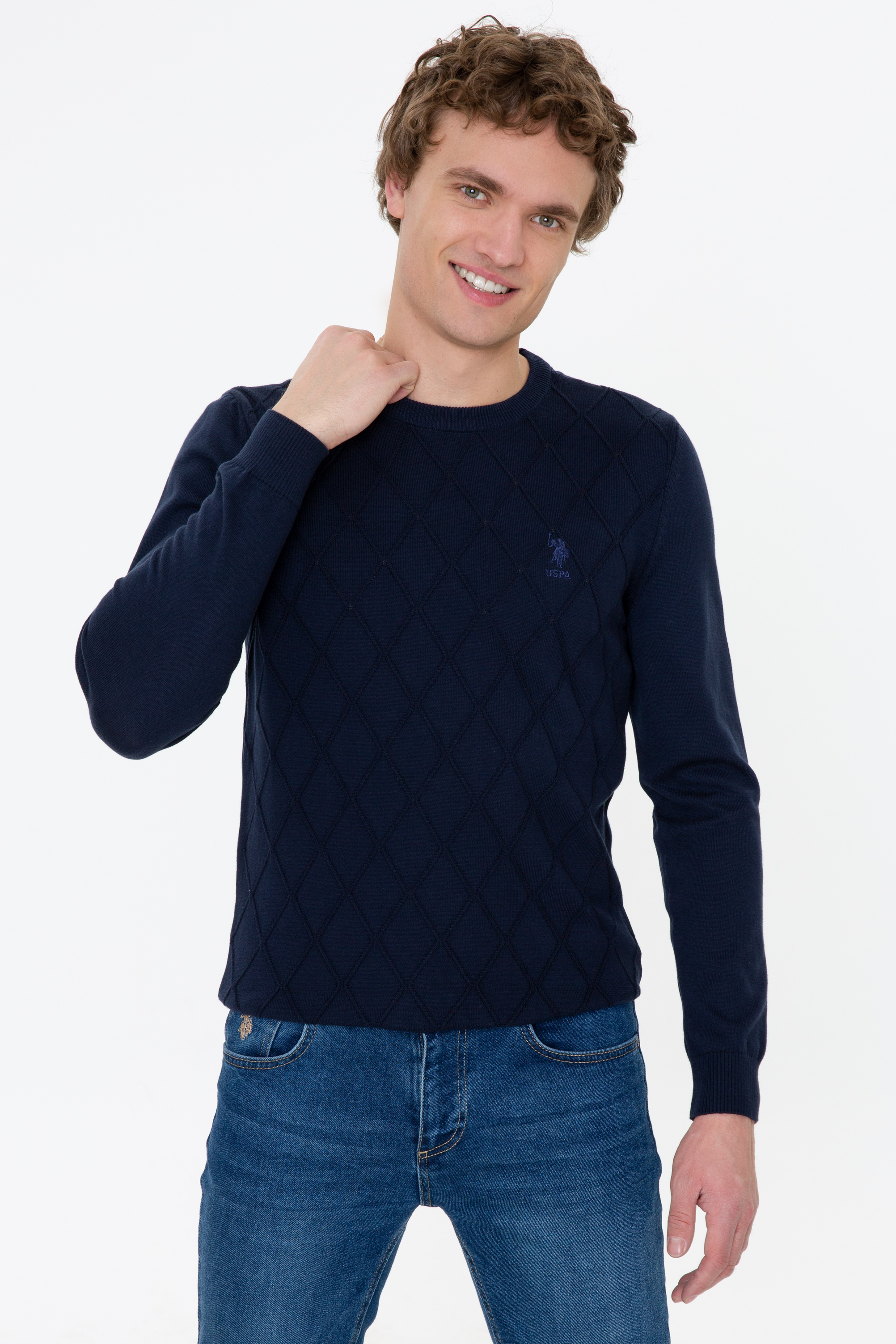 

Джемпер мужской U.S. POLO Assn. G081GL0TK0HOOK синий M, G081GL0TK0HOOK