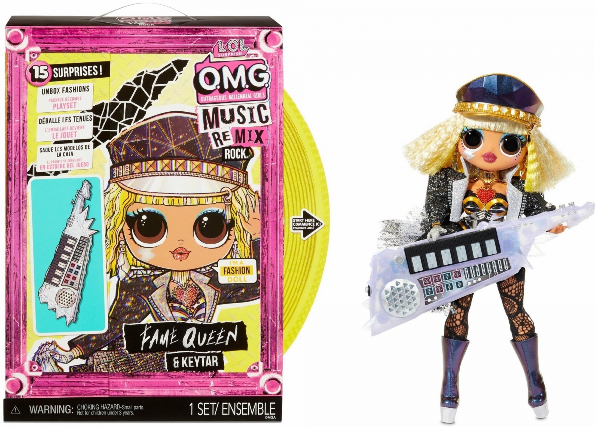 Кукла LOL Surprise! OMG Remix Rock Fame Queen and Keytar с синтезатором 577607 кукла l o l surprise o m g remix jukebox b b collector edition