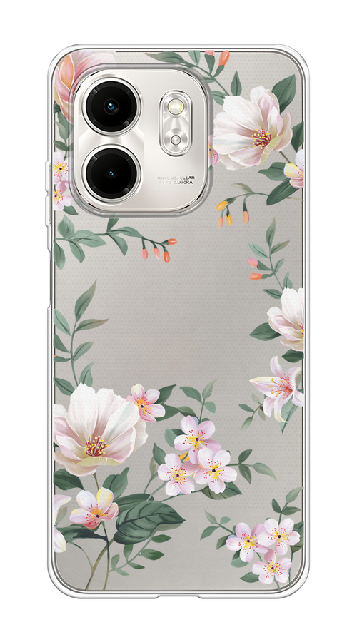 

Чехол на Infinix Smart 9/Hot 50i Beautiful white flowers, Бежевый;зеленый, 3106750-1