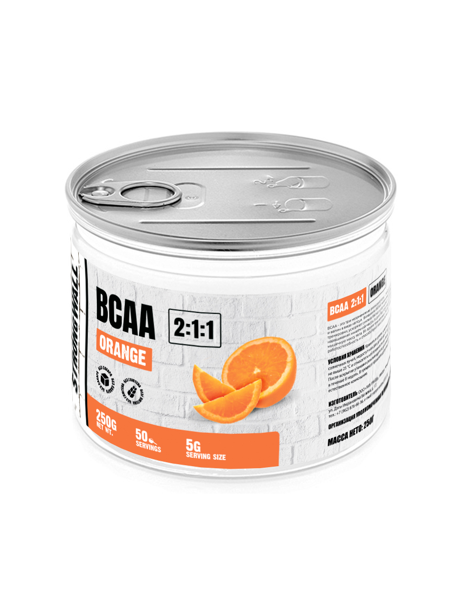 Аминокислоты Strong Wall BCAA Апельсин 250г