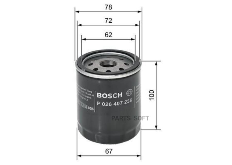 

BOSCH F026407236 F 026 407 236_фильтр масляный!\ Opel Antara 3.2I 06-11 1шт