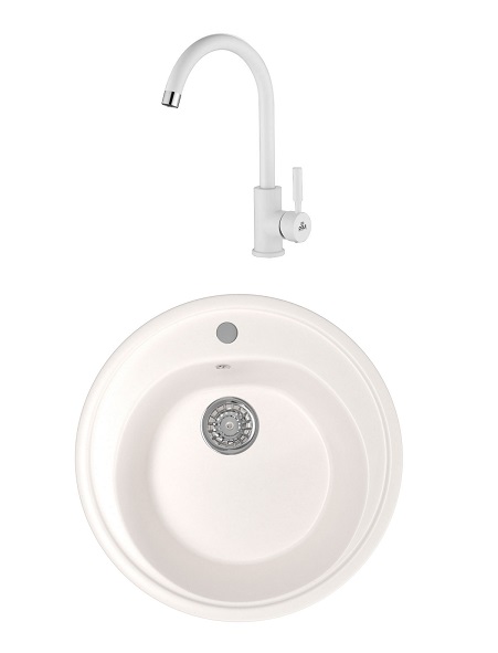 

Кухонная мойка Mixline ML-GM11 525075 белый + смеситель Paulmark Holstein Ho212063-431, ML-GM11