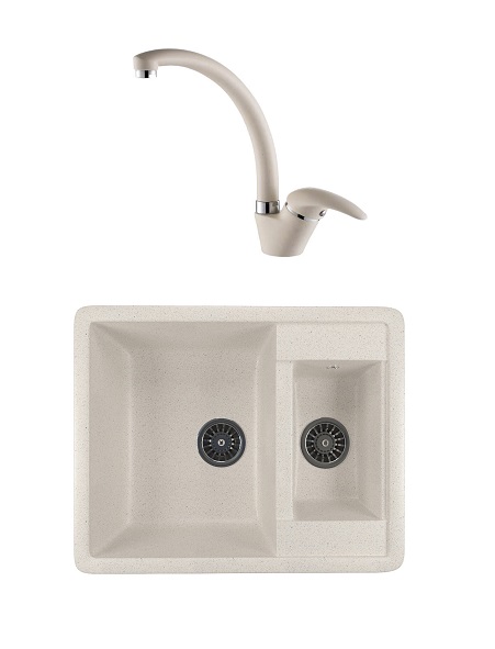 

Кухонная мойка Mixline ML-GM21 525172 белый + смеситель Paulmark Holstein Ho212012-331, ML-GM21
