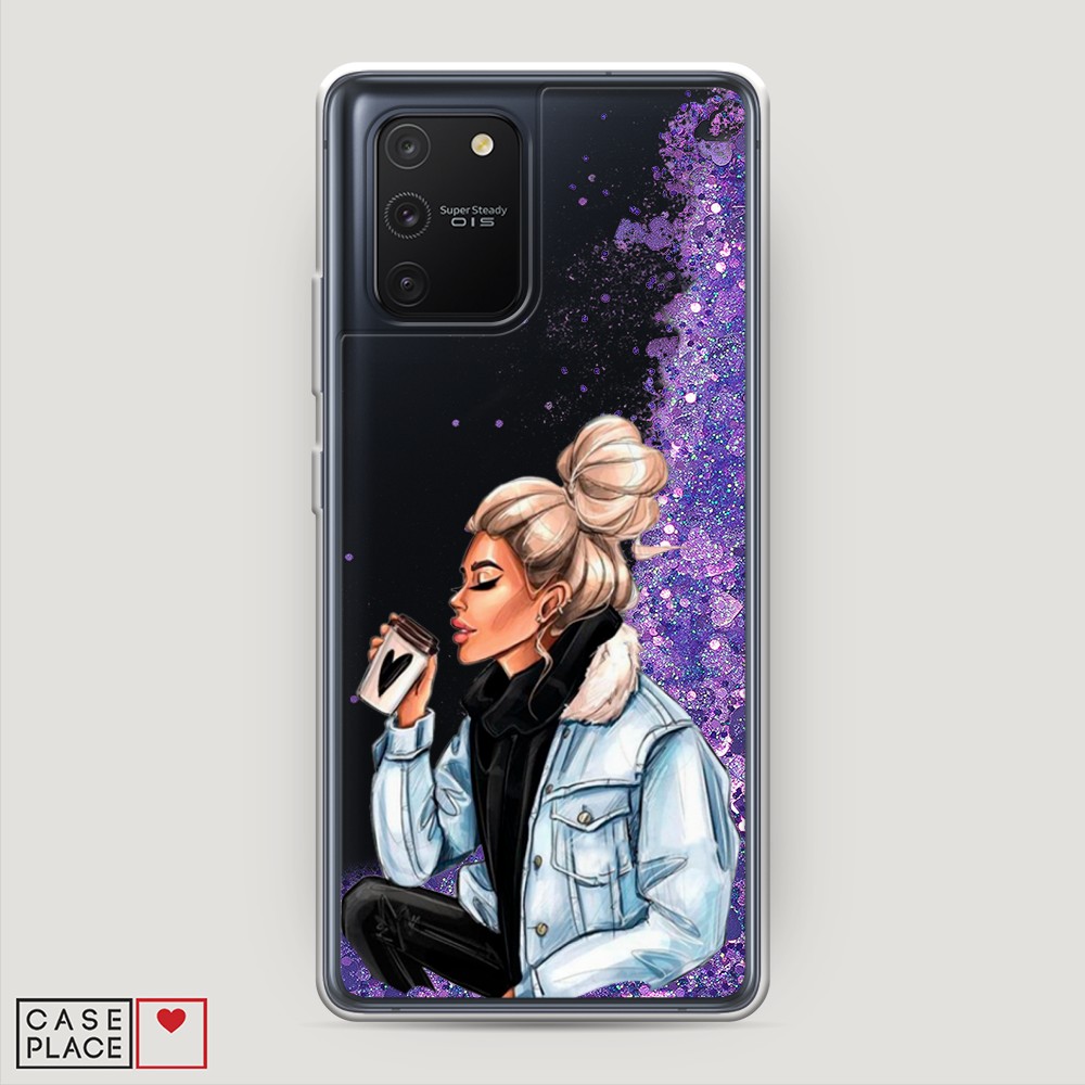 фото Жидкий чехол с блестками "cute girl" на samsung galaxy s10 lite awog