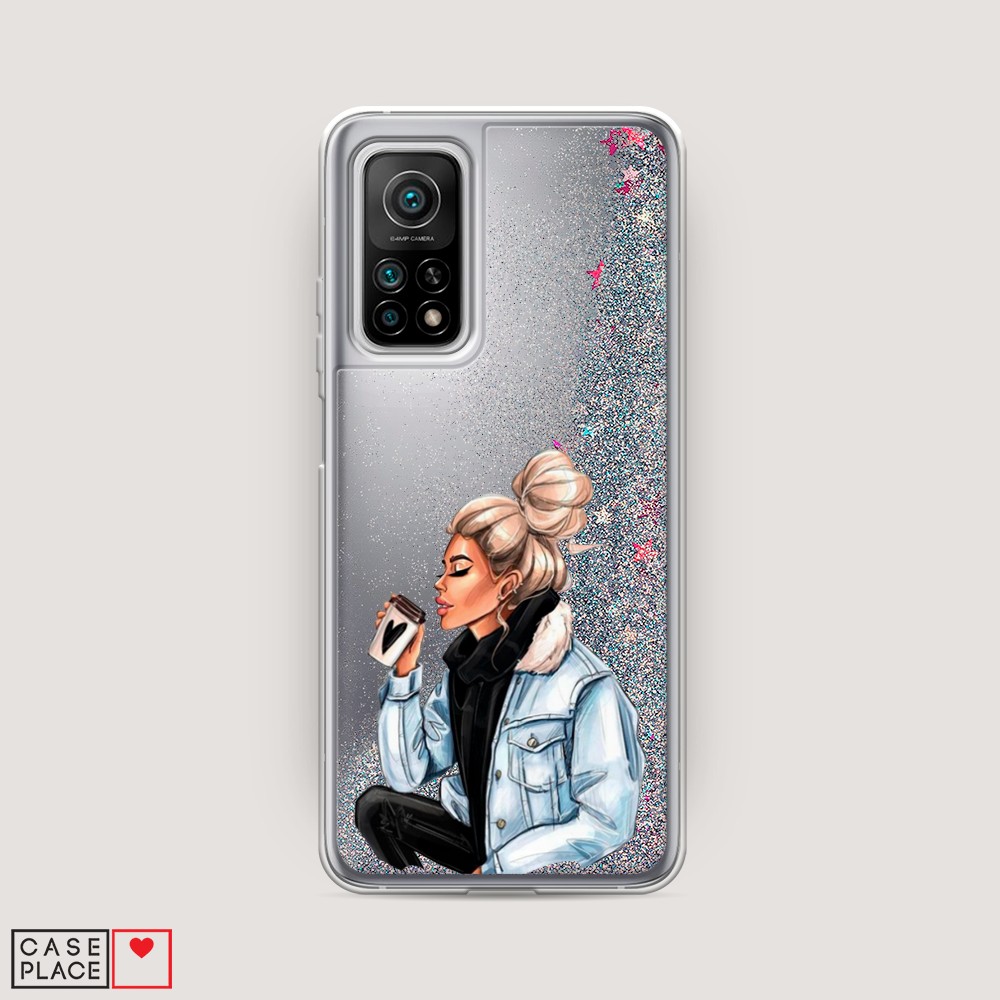 

Жидкий чехол с блестками "Cute girl" на Xiaomi Mi 10T