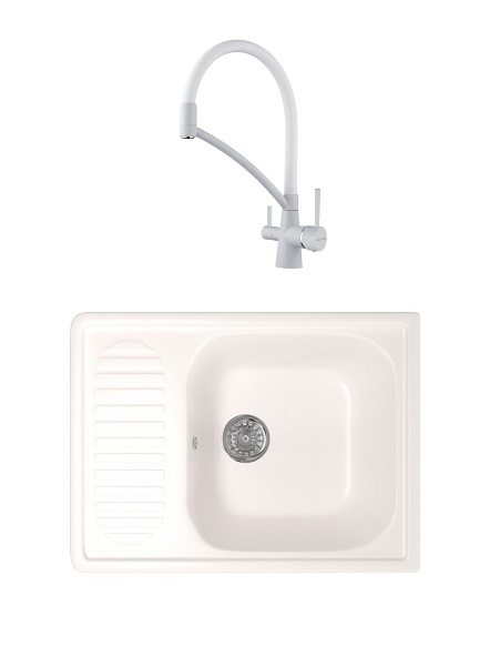 

Кухонная мойка Mixline ML-GM18 525147 белый + смеситель Paulmark Sigen Si213111-431TW, ML-GM18