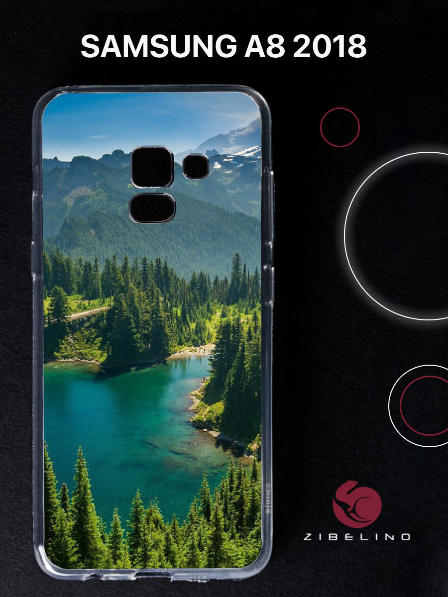 

Чехол для Samsung Galaxy a8 (2018) прозрачный с рисунком, с принтом озеро в горах, ZUTCP-SAM-A8