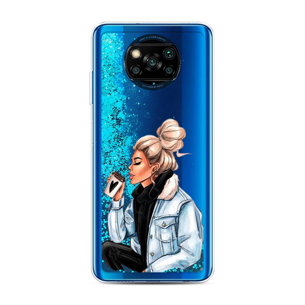 фото Жидкий чехол с блестками "cute girl" на xiaomi poco x3 nfc awog