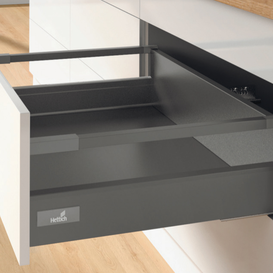 

Комплект фурнитуры ящика HETTICH InnoTech Atira Quadro V6 470X144 мм, антрацит, Черный