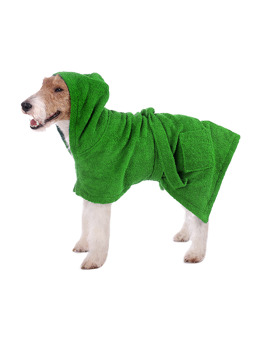 фото Халат для собак монморанси, унисекс, зеленый, m, длина спины 55 см