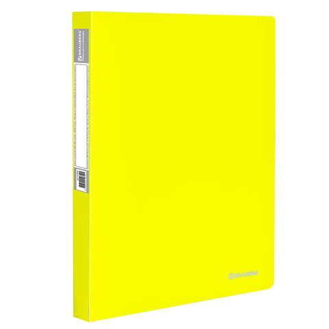 

Папка на 2 кольцах Brauberg Neon, 25 мм, неоновая, желтая, до 170 листов, 227457, 8 шт, Желтый