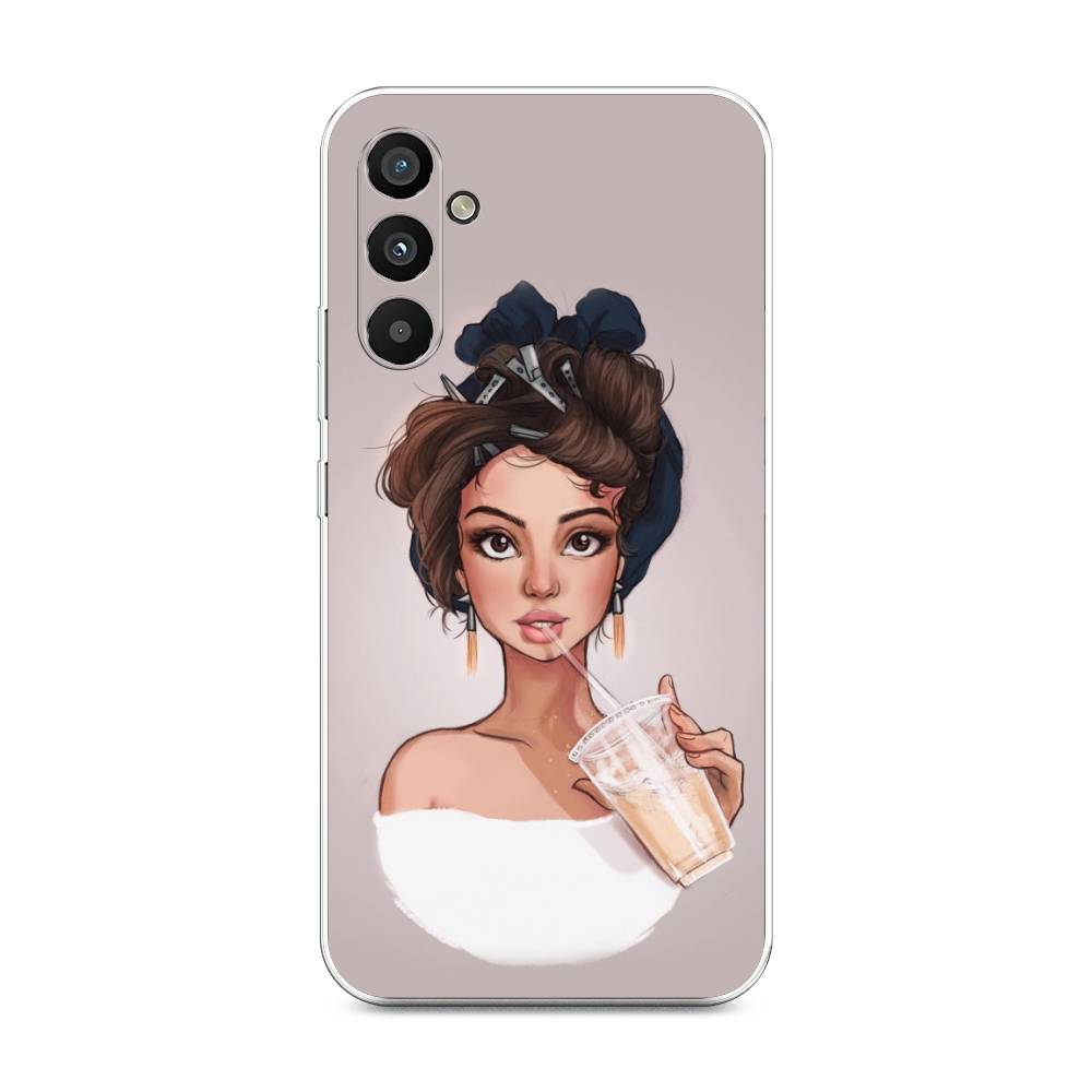 

Чехол на Samsung Galaxy A34 5G "Девушка с фраппе", Серый, 2107850-6