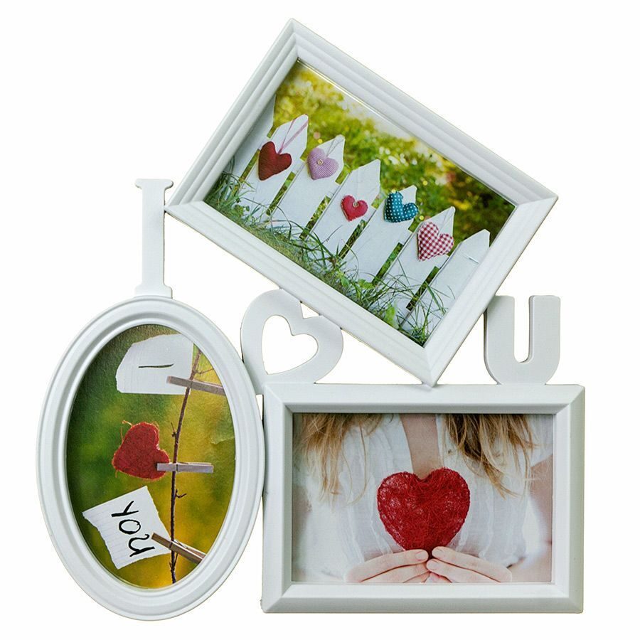 

Фоторамка Я люблю тебя три фотографии белая.