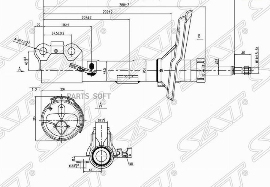 

SAT Стойка передняя TOYOTA HARRIER/KLUGER/HIGHLANDER/LEXUS RX330/350/400 03-09 RH