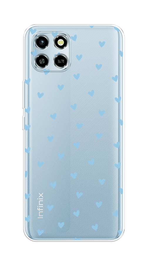 

Чехол на Infinix Smart 6 HD "Голубые сердечки паттерн", Голубой;прозрачный, 3101650-1