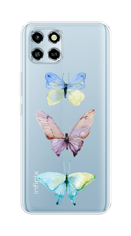 

Чехол на Infinix SMART 6 HD "Акварельные бабочки", Бирюзовый;розовый, 3101650-1
