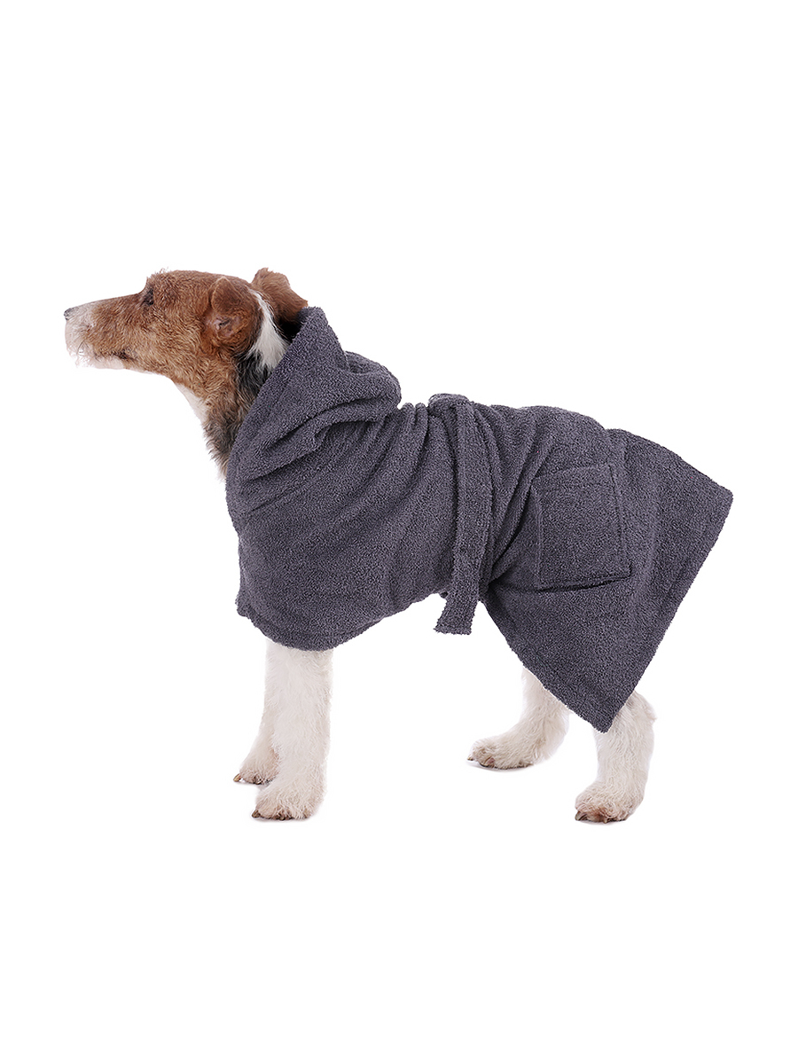 Халат для собак Монморанси, унисекс,  серый, L, длина спины 65 см