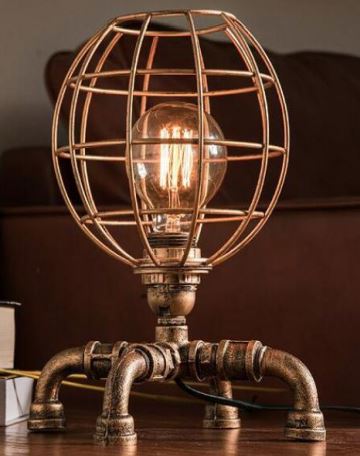 фото Винтажная настольная лампа gsmin gs-14 в стиле лофт (золотистый)