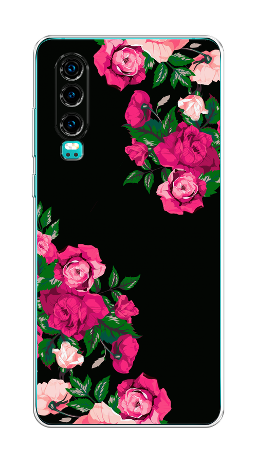 

Чехол на Huawei P30 "Розы фуксия", Черный;розовый;зеленый, 68550-1