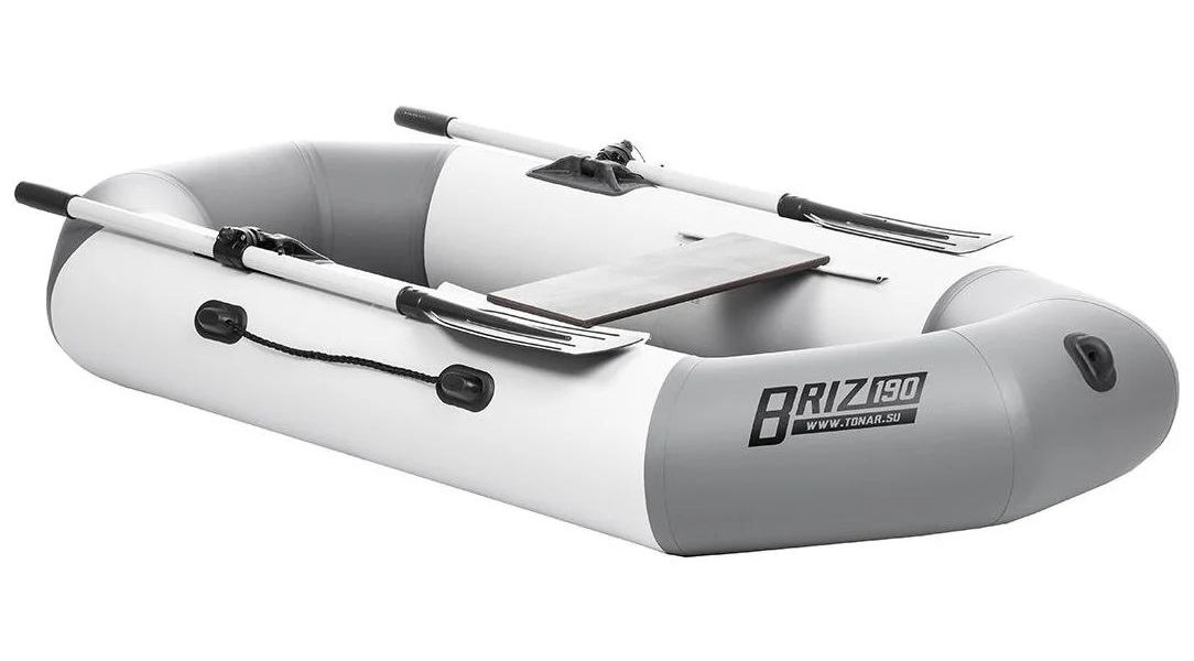 Лодка Бриз 190 с веслами бело/серый Тонар
