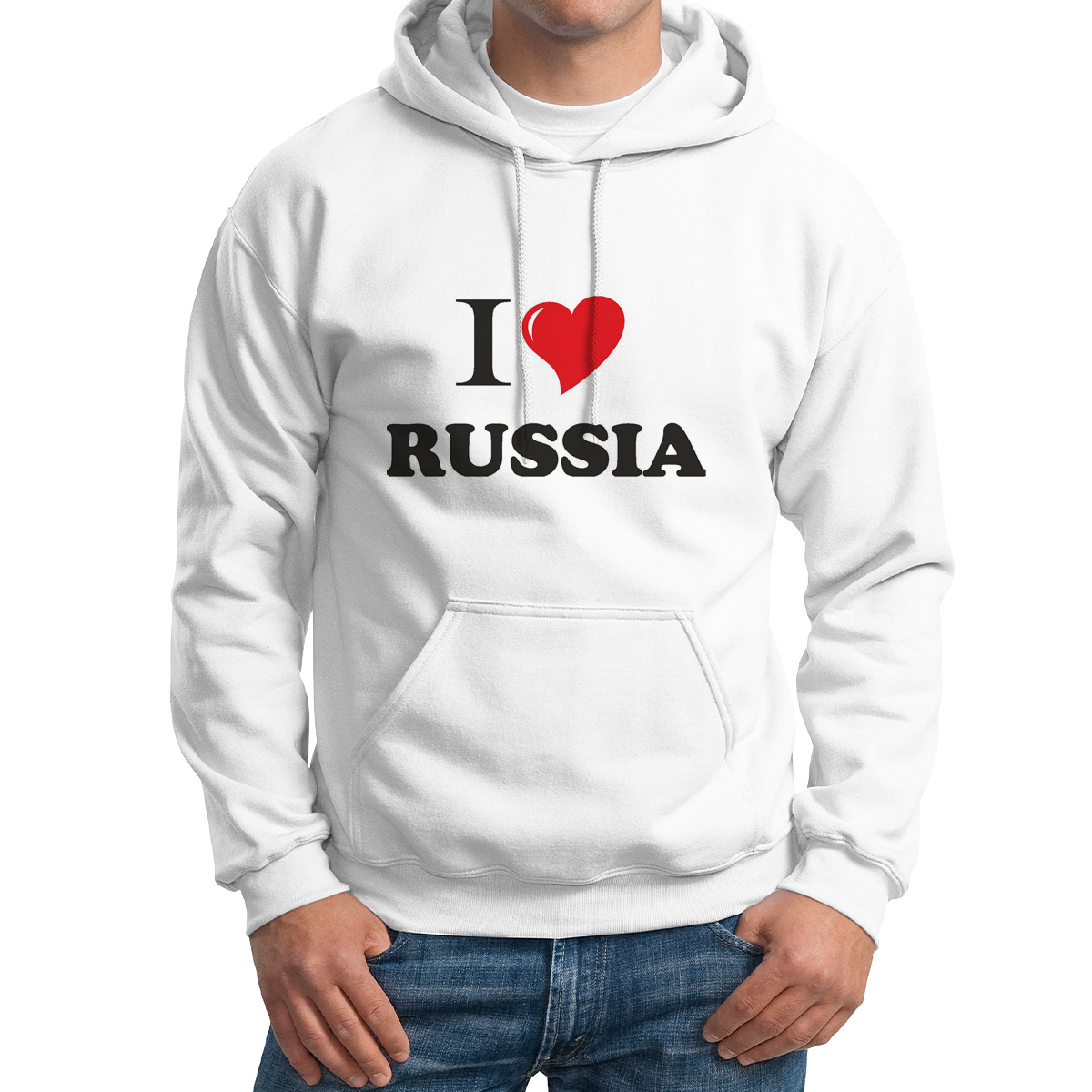 

Толстовка Худи белая Путешествия. I love Russia, Белый, M0111462