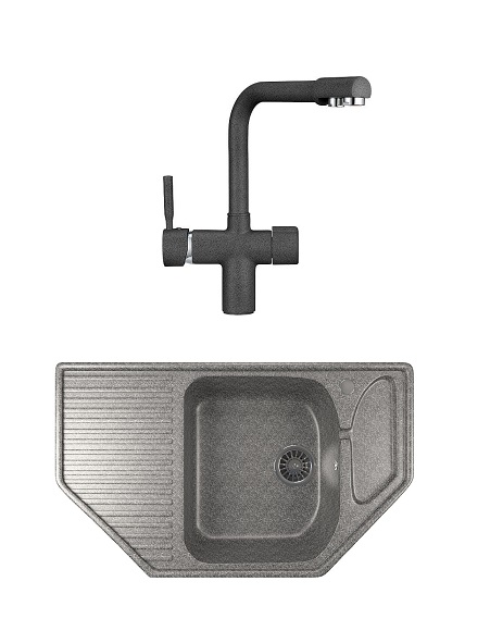 

Кухонная мойка Mixline ML-GM24 525195 темно-серый + смеситель Granula GR-2088 графит, ML-GM24