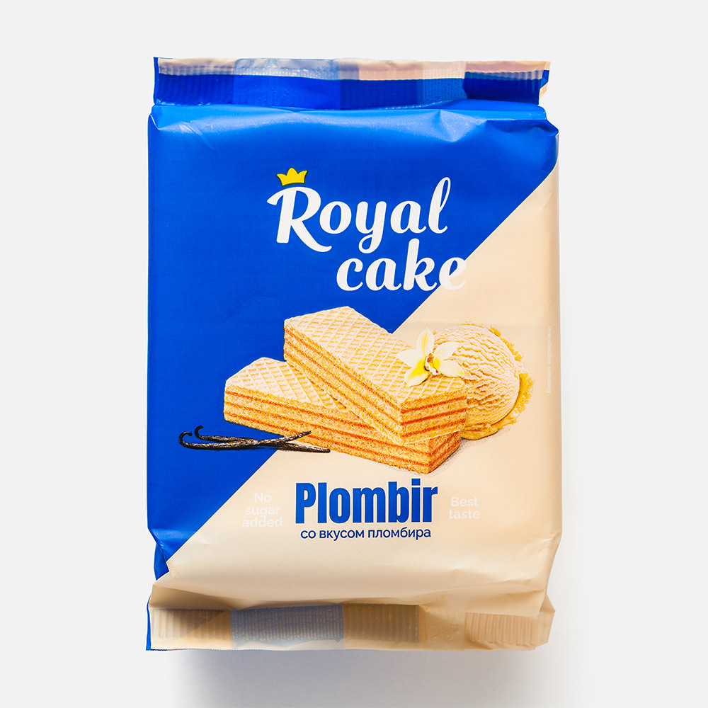 фото Вафли royal cake на сорбите молочные со вкусом пломбира 120 г