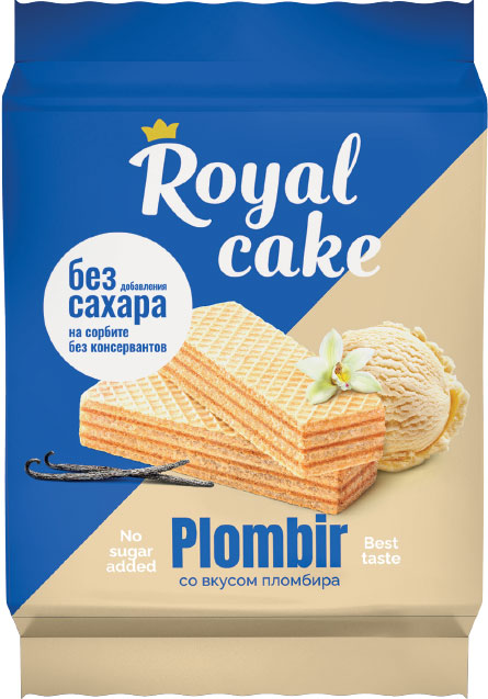 Вафли Royal сake на сорбите, со вкусом пломбира, 120 г