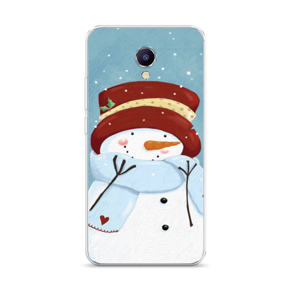 

Чехол на Meizu M5 Note "Застенчивый снеговик", Голубой;белый;красный, 71650-5