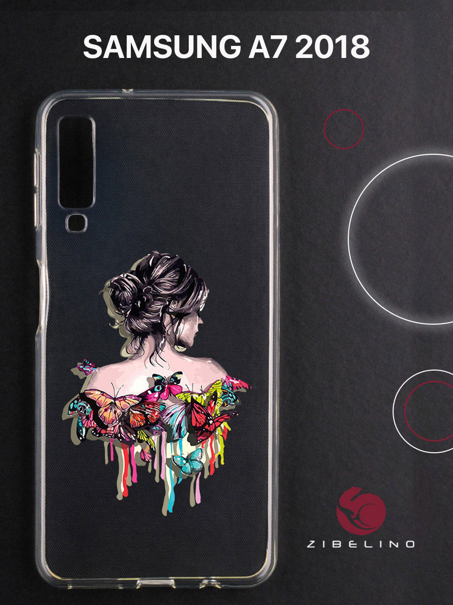 

Чехол для Samsung Galaxy a7 (2018) прозрачный с рисунком, с принтом девушка в бабочках, ZUTC-SAM-A750