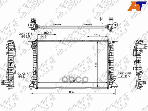 

Радиатор Audi A4 08-15 / A5 07-16 / A6 10-18 / A7 10-18 Sat AD0009