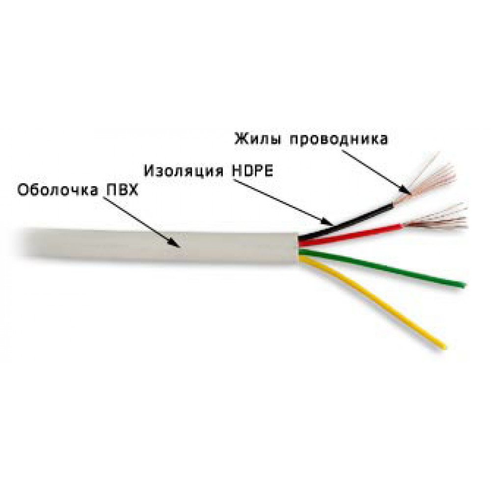 Кабель телефонный плоский, 4 жилы, 28 AWG, бухта 100 метров, серый