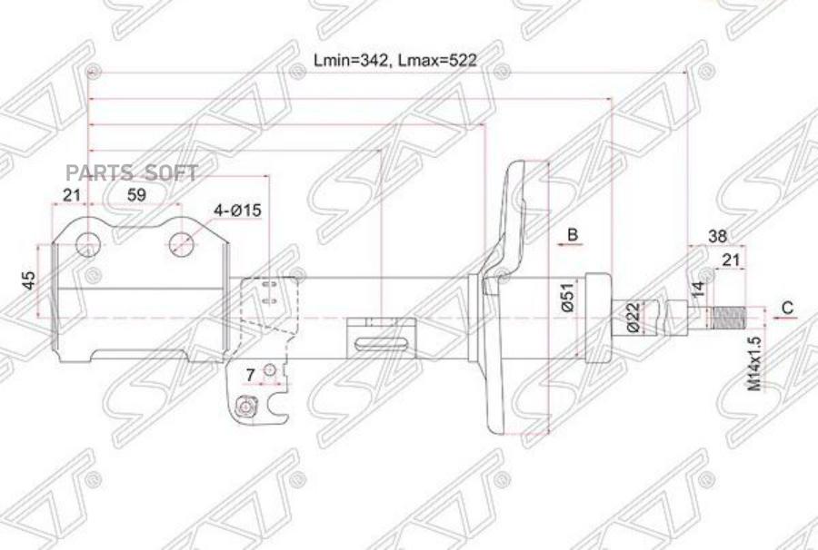 

SAT Стойка передняя TOYOTA ALLION/PREMIO 07- LH