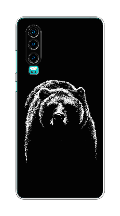 

Чехол на Huawei P30 "Медведь в ночи", Белый;черный, 68550-1