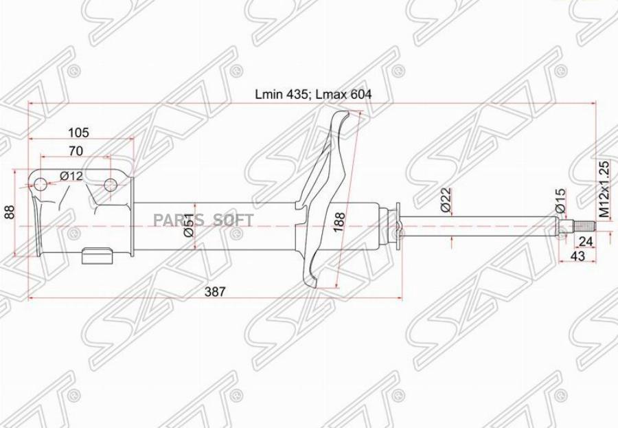 

SAT ST-MR554614 Стойка передняя MMC PAJERO/MONTERO IO/JR/PININ 98-07 LH=RH 1шт