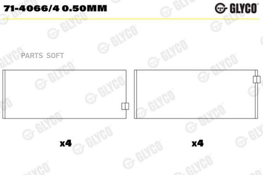 GLYCO Шатунный подшипник 1шт