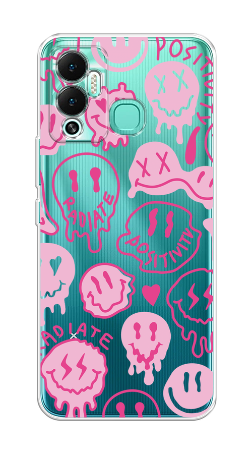 

Чехол на Infinix Hot 12 Play "Галлюциногенные смайлики", Прозрачный;розовый, 3101750-1