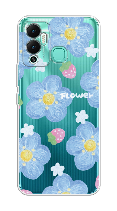 

Чехол на Infinix Hot 12 Play "Цветы и клубники", Прозрачный;голубой;белый, 3101750-1