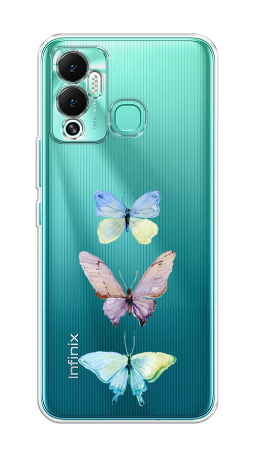 

Чехол на Infinix Hot 12 Play "Акварельные бабочки", Бирюзовый;розовый, 3101750-1