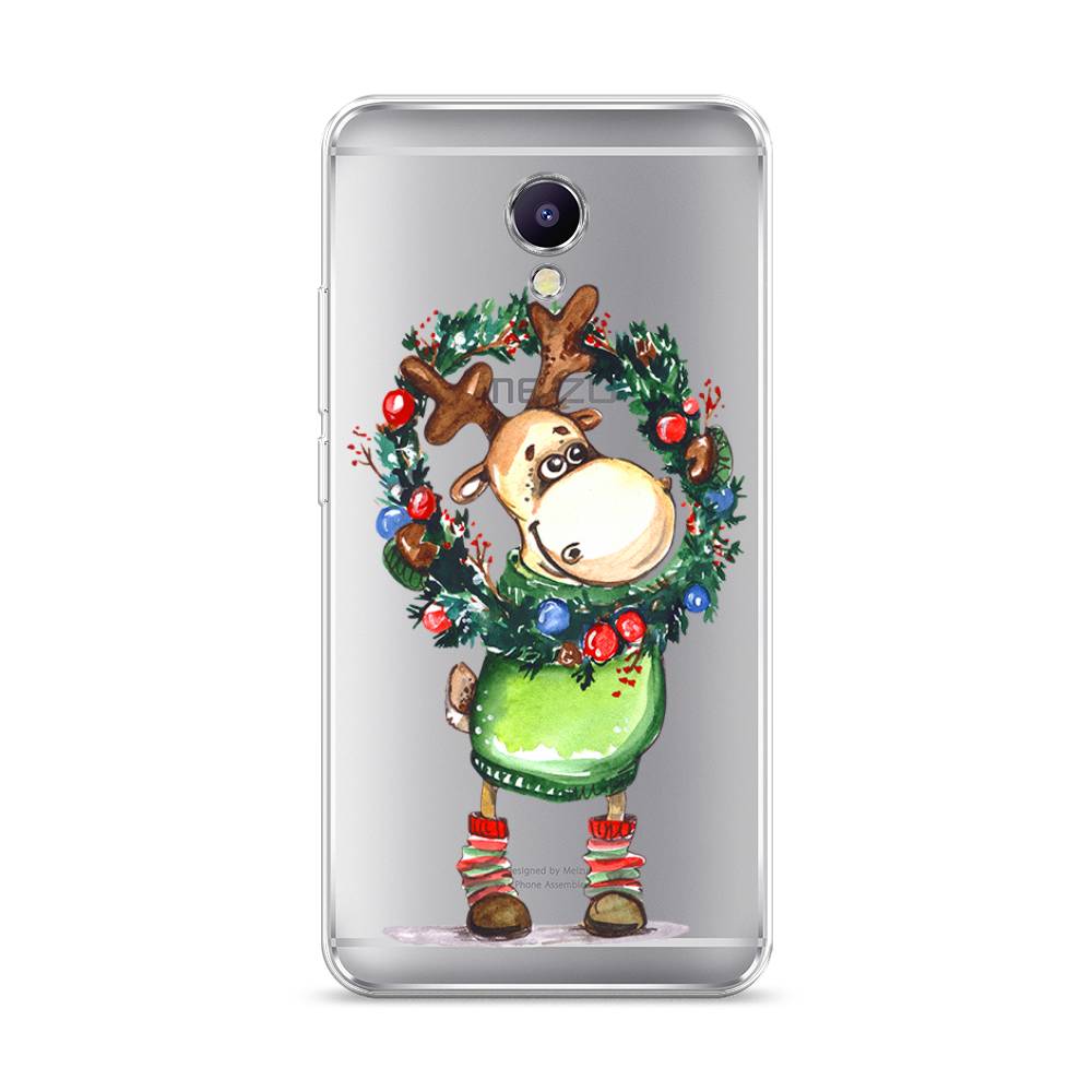 

Чехол на Meizu M5 Note "Олень с новогодним венком", 71650-4