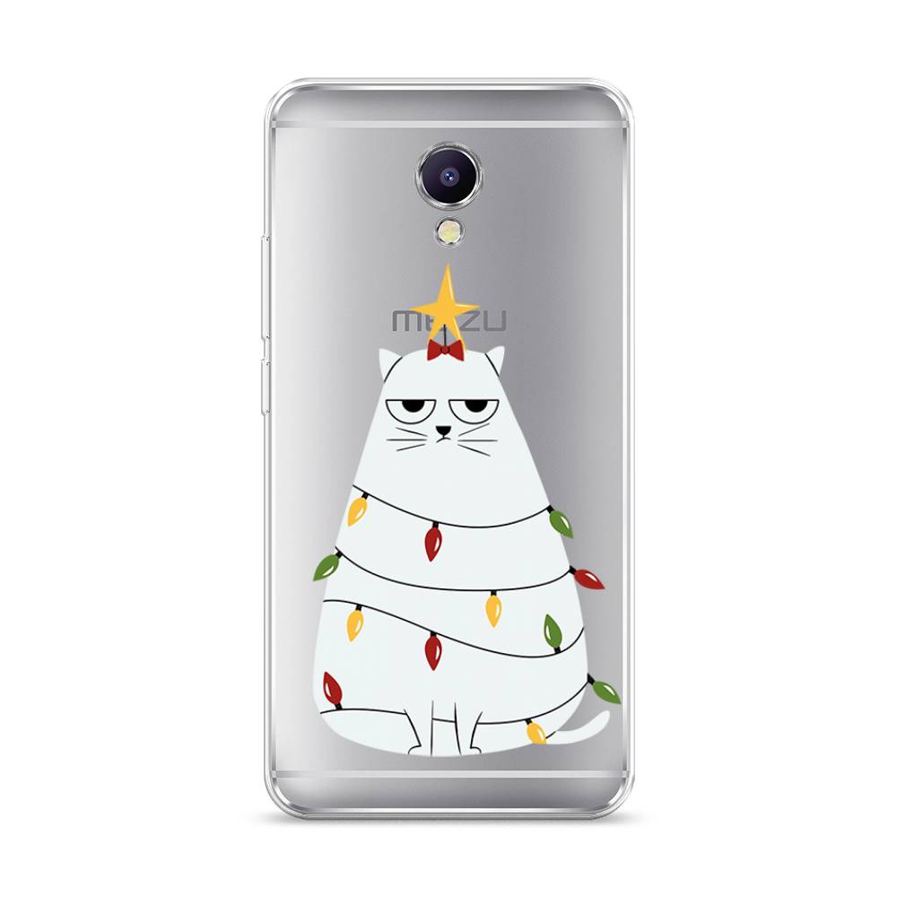 

Чехол на Meizu M5 Note "Котик в гирлянде", Белый;красный;желтый, 71650-1